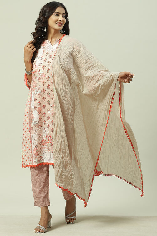 Blush Brown Poly Cotton Straight Suit Set image number 6