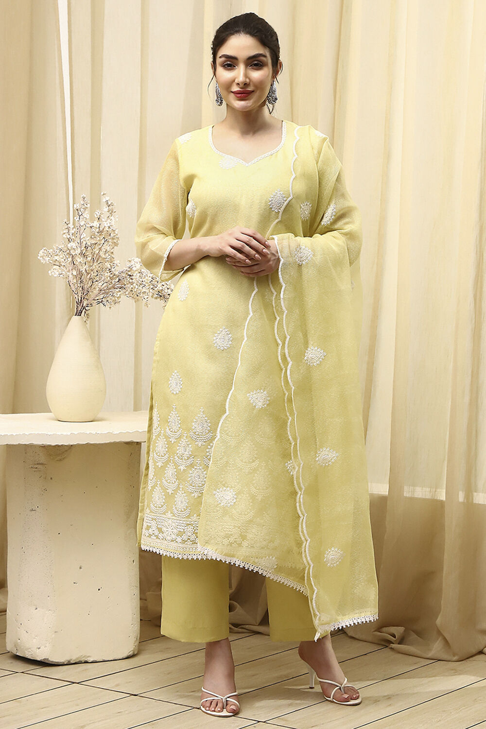 Pink Cotton Machine Embroidered Unstitched Suit Set image number 7