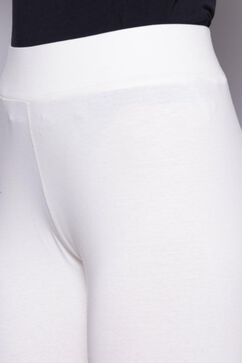 White Cotton Blend Solid Leggings image number 1