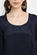 Navy Blue Crape Easy Stitch Suit Set image number 1