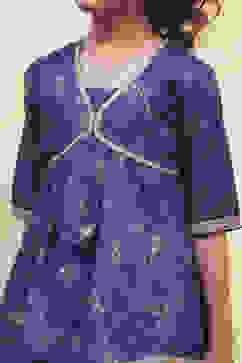 Navy Blue Printed Peplum Lehenga Set image number 1