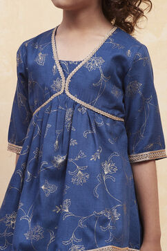 Navy Polyester Peplum Lehenga Set image number 1