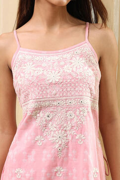 Pink Cotton Straight Suit Set image number 1