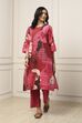 Maroon Cotton Abstract Printed Straight Suit Set
