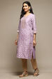 Lilac Cotton Blend Straight Yarndyed Kurta image number 2