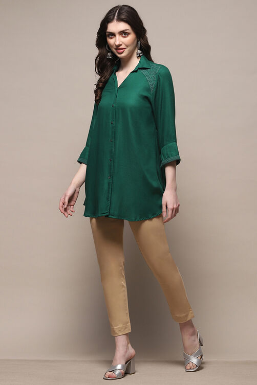 Beige Cotton Blend Slim Pant image number 0