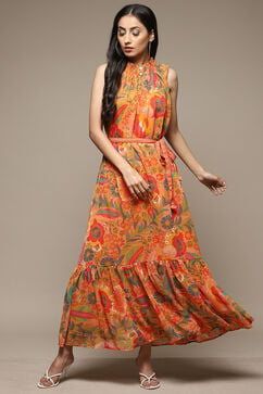 Multicolored Cotton Blend Tiered Dress image number 4