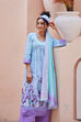 Aqua Blue Cotton Gathered Suit Set image number 0