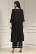 Black Embroidered Gathered Suit Set image number 3