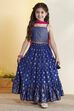Blue Geometric Printed Cotton Lehenga Set image number 6