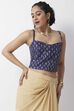 Cobalt Blue Geometric Printed Crop Top image number 3