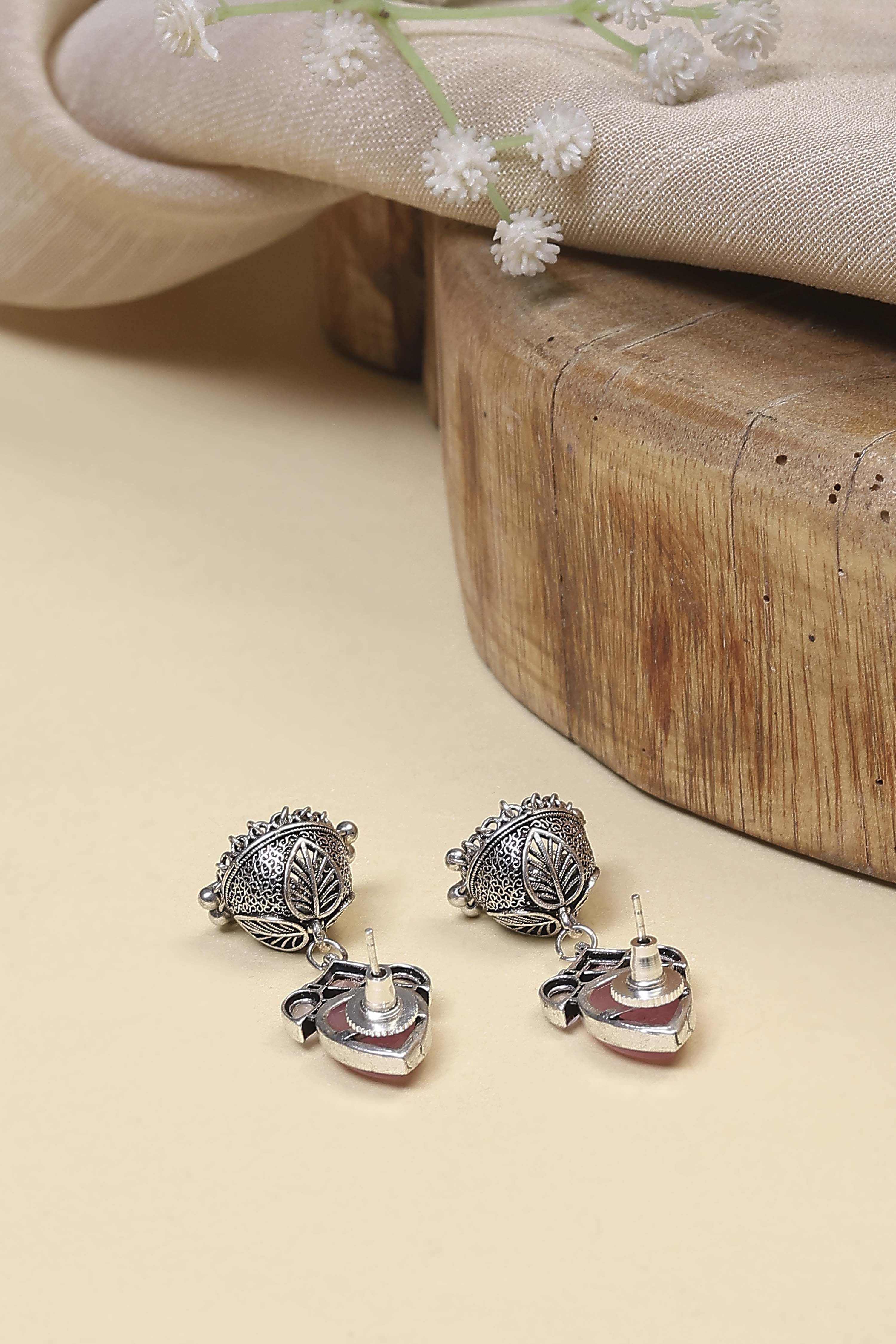 Light Pink Brass Jhumka image number 2