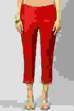 Red Art Silk Cotton Narrow Pants image number 0