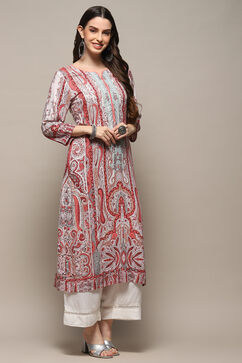 Coral Viscose Straight Kurta image number 4