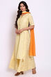 Lime Yellow Art Silk Kurta Sharara Suit Set image number 2