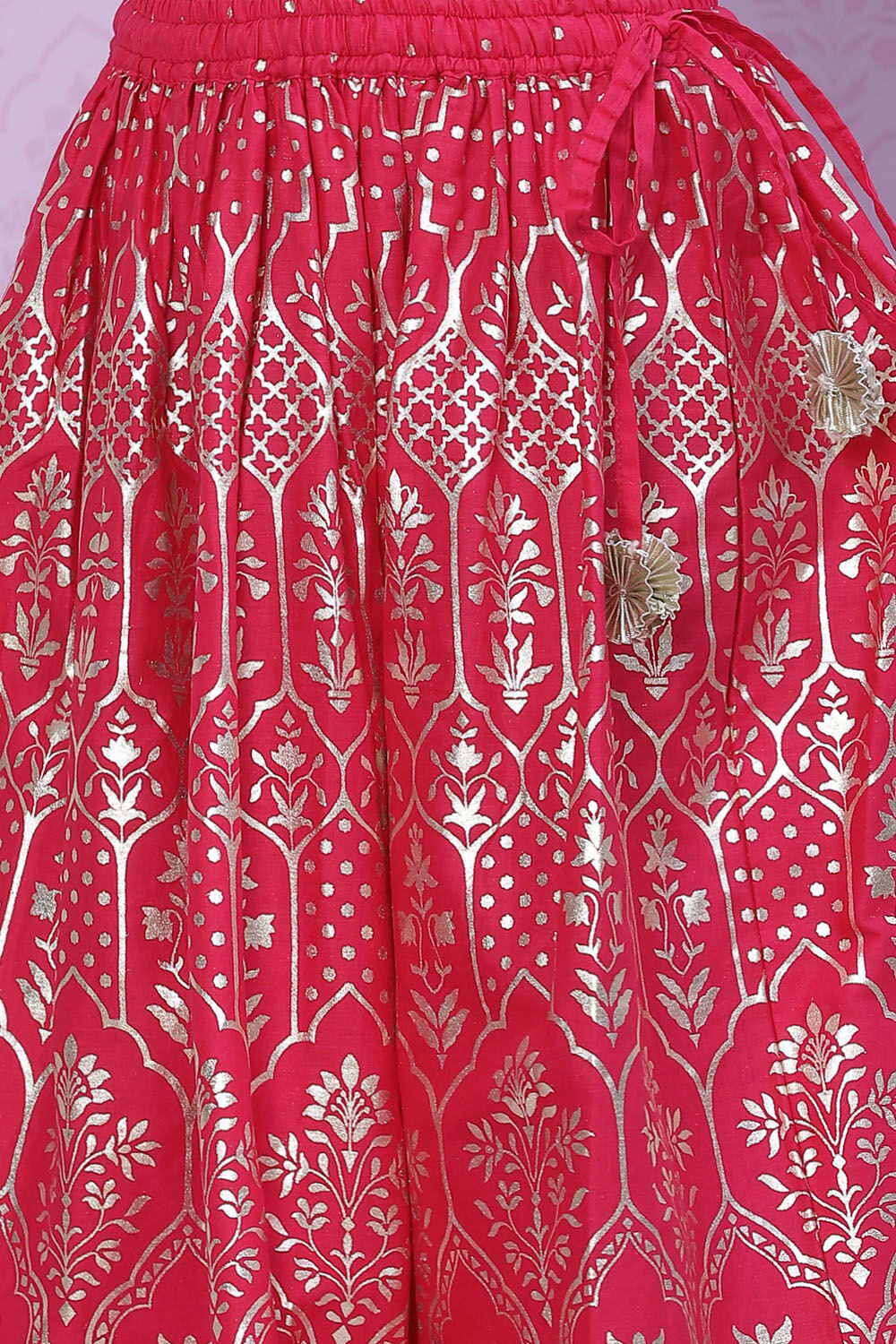 White And Pink Art Silk Flared Lehenga image number 1