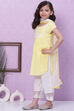Yellow Cotton Straight Straight Kurta Palazzo Suit Set