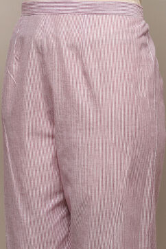 Purple Cotton Unstitched Suit set image number 3