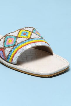 White Fabric Sandals image number 1