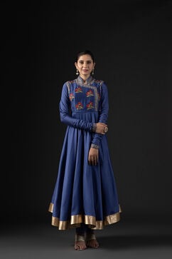 Rohit Bal Blue Cotton Silk Embroidered Suit Set image number 8