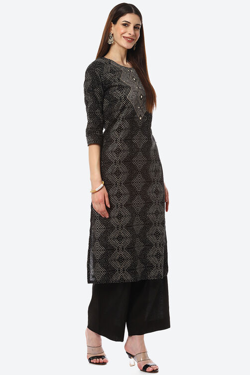 Black Cotton Unstitched Suit Set image number 5