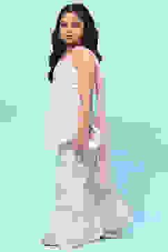 Cream Cotton Floral Embroidered Strappy Suit Set image number 4