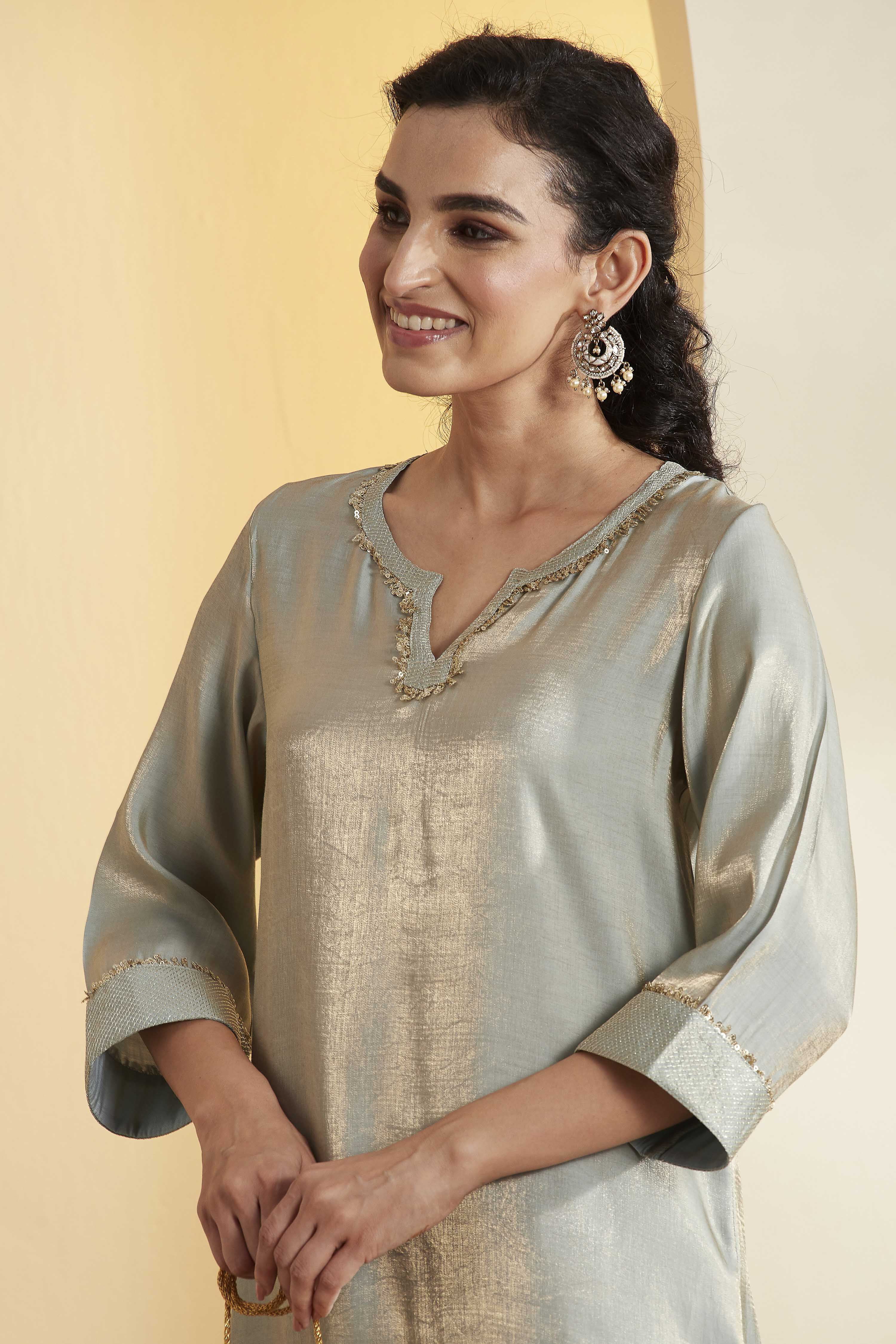 Sky Blue Viscose Rayon Straight Kurta Pants Set image number 1