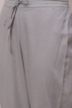 Grey Cotton Straight Kurta Pant Suit Set image number 3