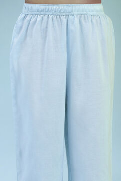 Sky Blue Cotton Front-open Suit Set image number 2