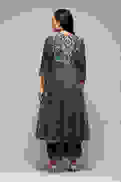 Indigo Cotton Anarkali Kurta Palazzo Suit Set image number 4