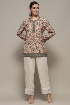 Beige Polyester Straight Kurti image number 0