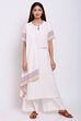 Off White Cotton A-Line Kurta Flared Palazzo Suit Set image number 2