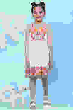 White Cotton Flared Printed Dress image number 0