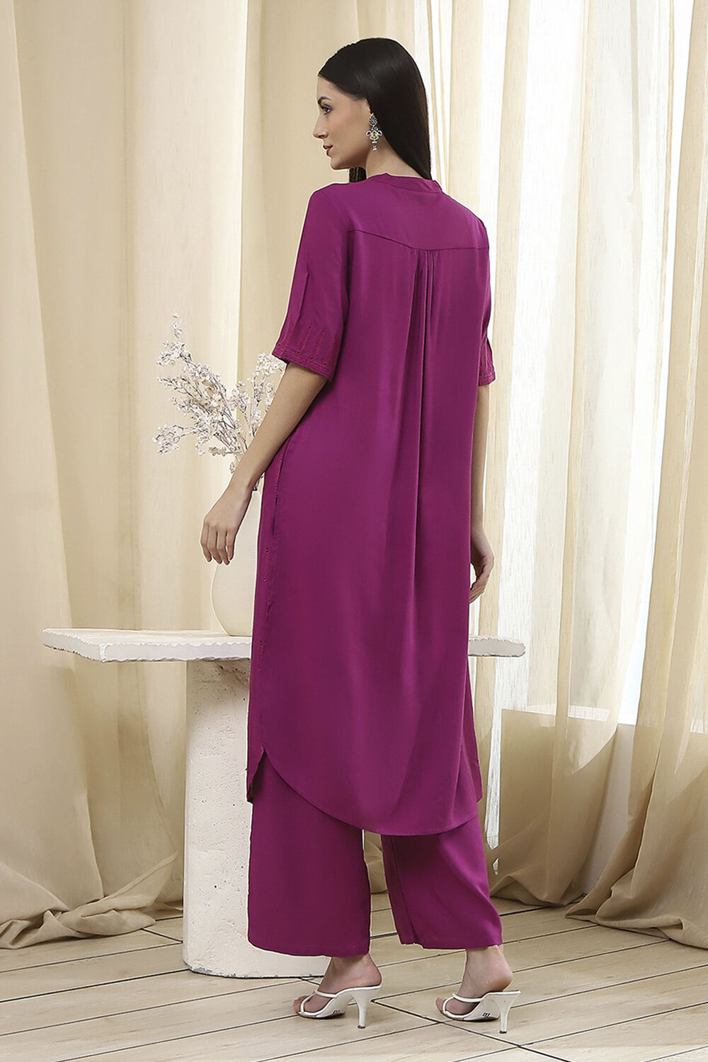 Blush Pink Straight Kurta Set image number 4