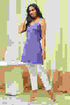 Blue Cotton Printed Shirt-Style Tiered Kurta image number 6