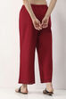 Maroon Cotton Straight Palazzo image number 5