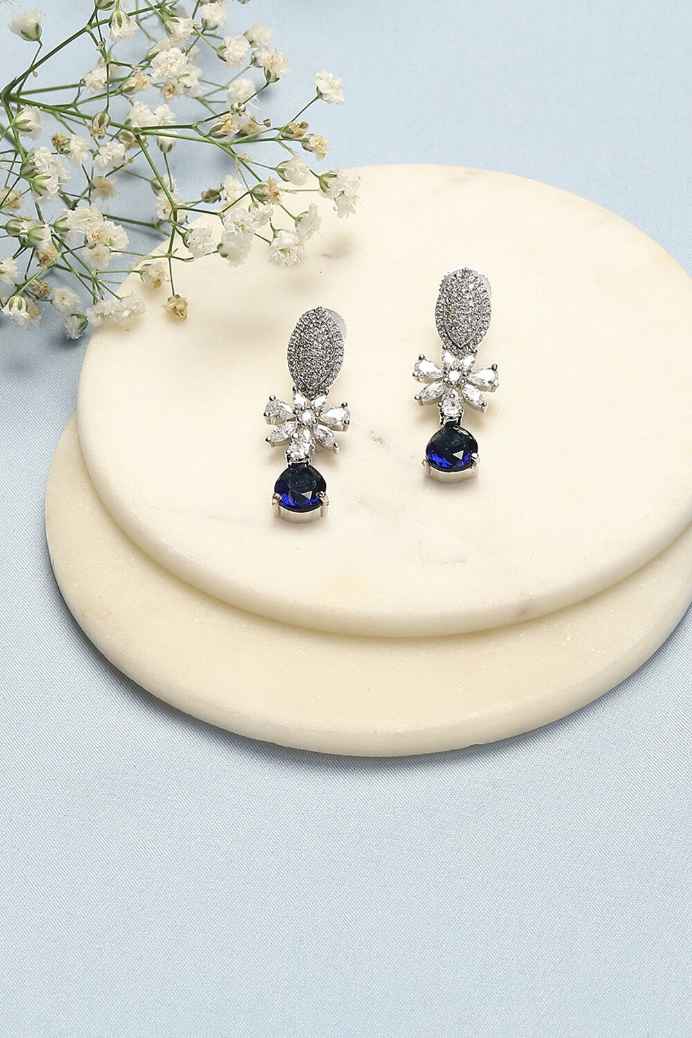 Navy Brass Earrings image number 0