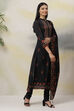 Black Cotton Silk Easy Stitch Suit Set image number 6