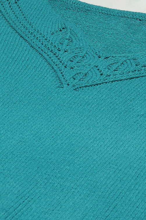 Aqua Blue Acrylic Straight Yarndyed Kurta image number 1