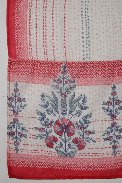 Off White Cotton Straight Kurta Regular Pant Suit Set image number 2