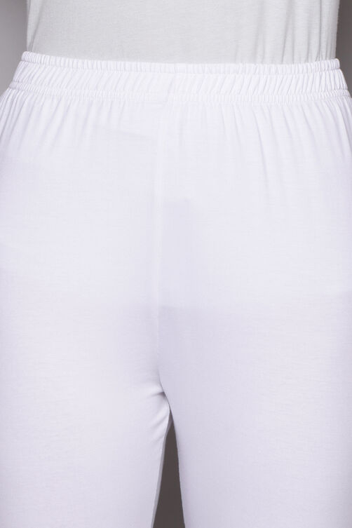 White Cotton Blend Solid Churidar image number 5