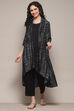 Carbon Black LIVA Straight Printed Suit Set