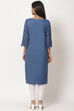 Indigo Cotton Straight Yarndyed Kurta image number 4