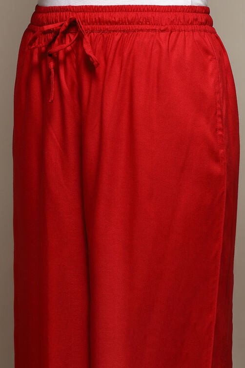 Red Rayon Regular Solid Palazzo image number 1