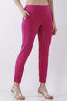 Blue Cotton Lycra Straight Pants image number 3