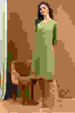 Green Solid Regular Fit Straight Kurta image number 0