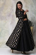 Black Cotton Three Piece Fusion Wear Set image number 4