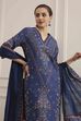 Blue Cotton Straight Printed Suit Set image number 7