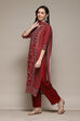 Maroon Cotton Blend Digital Print Unstitched Suit Set image number 6