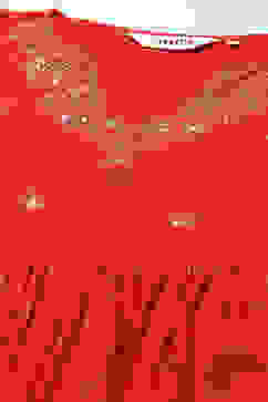 Red Foil Printed Gathered A-Line Kurta image number 2